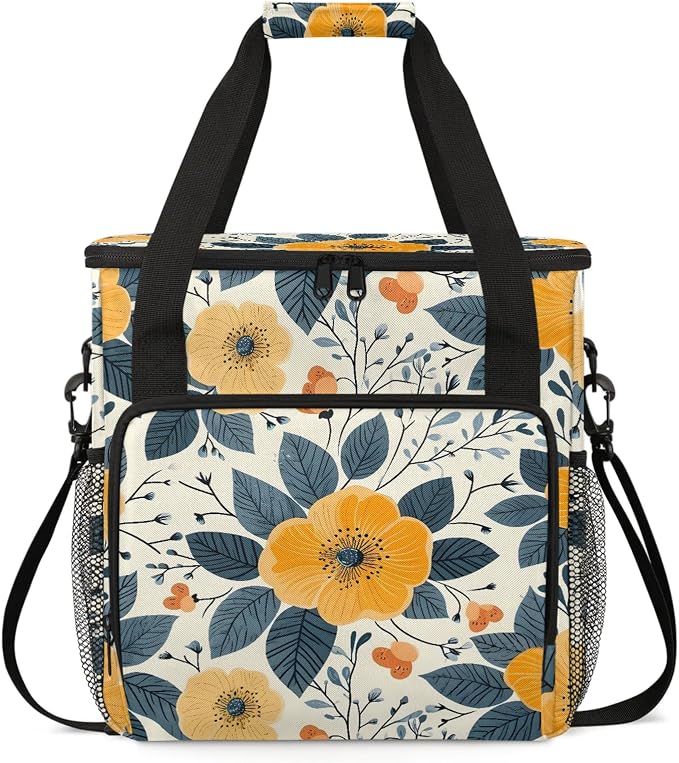 Yellow Flower Coffee Maker Carring Bag, Large Insulated Storage Organizer Case by Home