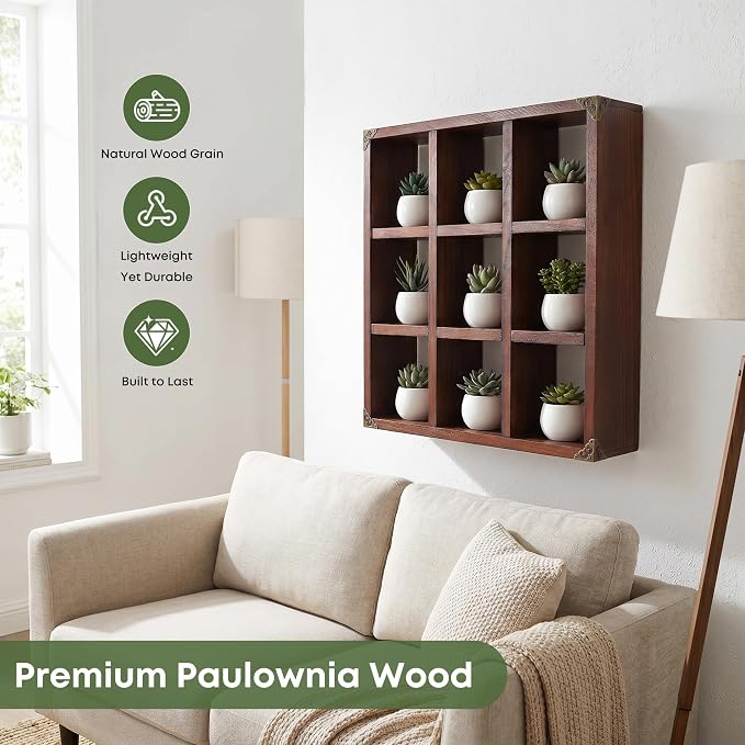 9 Slot Coffee Mug Display Rack - 17in Wall Mounted | Solid Wood - Image 5