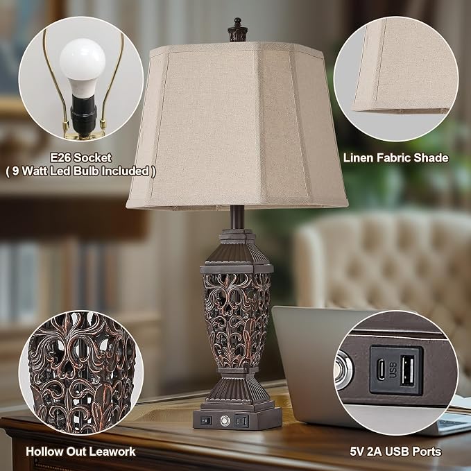 AIDENOEY 27.5“ Farmhouses Table Lamp - Image 2