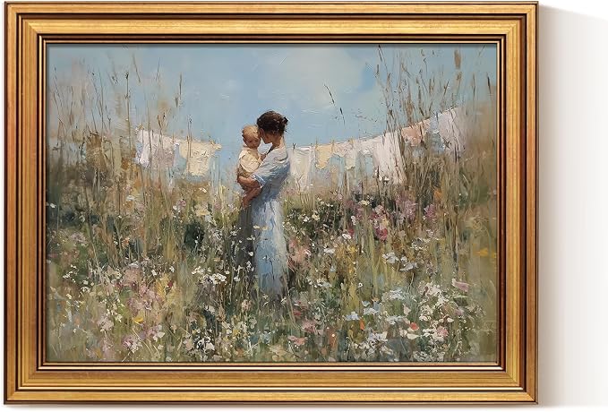 ARPEOTCY Vintage Gold Framed Canvas Wall Art, 12x16 Inch Mother and Child in by ARPEOTCY