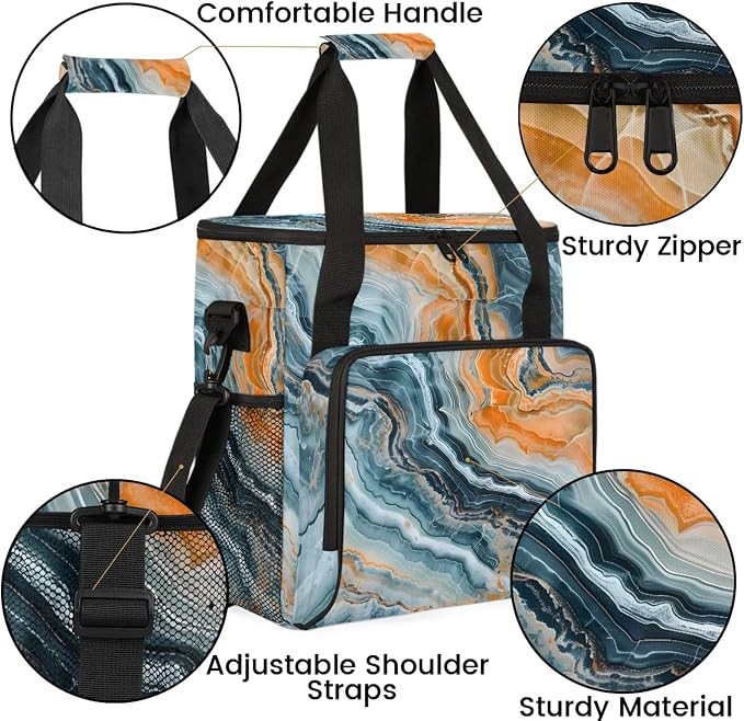 Marble Abstract Coffee Maker Carring Bag, Large Insulated Storage Organizer - Image 6