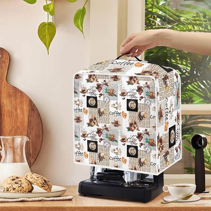 Elegant Coffee Floral Coffee Maker Cover - Image 4
