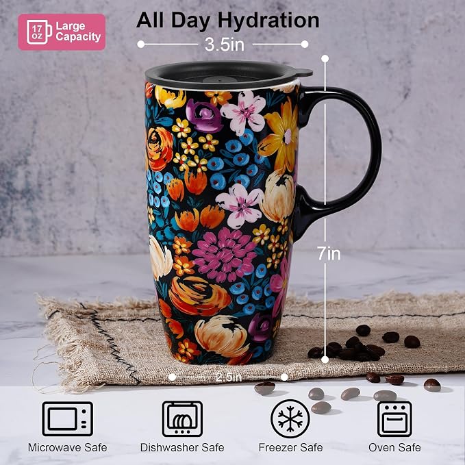 Topadorn Floral Ceramic Travel Mug - Image 9