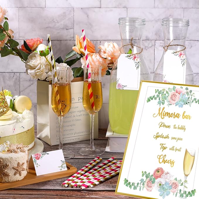 Nezyo 31 Pcs Mimosa Bar Kit Mimosa Bar Sign Banner Poster 4 Champagne Bottle - Image 3