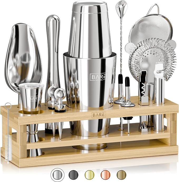 BARE BARREL® Mixology Bartender Kit Bar Set | 16-Piece Cocktail Shaker Set | by BareBarrel