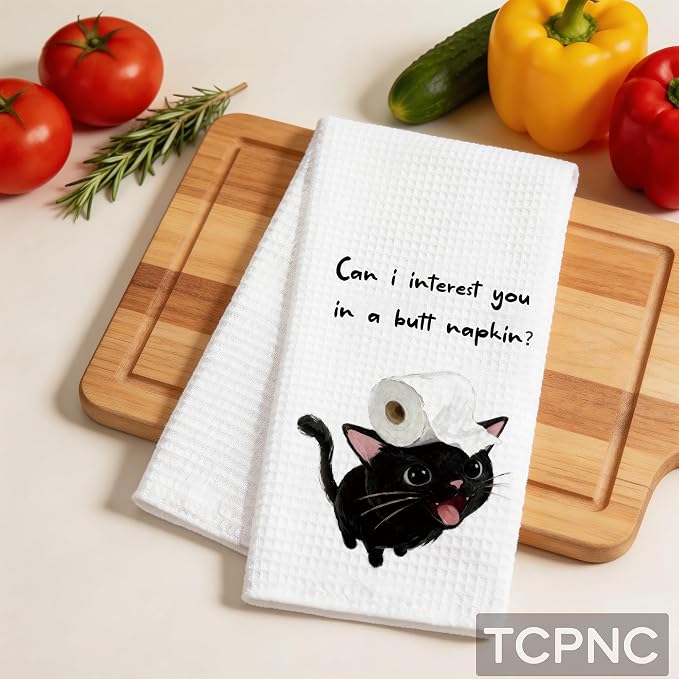 Funny Black Cat Hand Towel, Cute Black Cat Bathroom Towel - Image 2