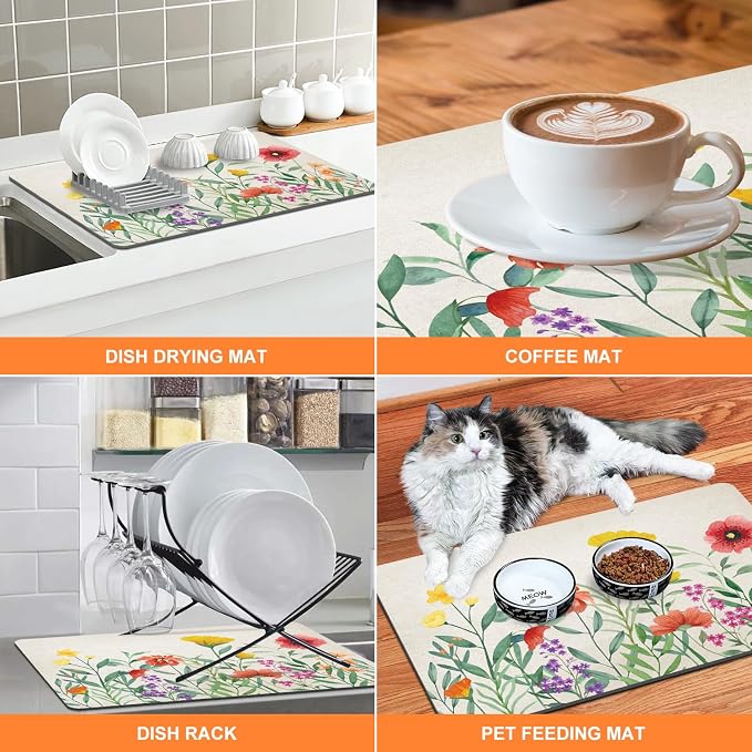 LOKHOM Dish Drying Mat for Kitchen Counter, Dish Drainer Rack Mat for Kitchen - Image 7