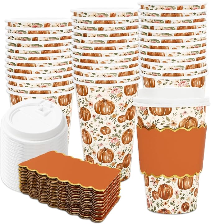 JarThenaAMCS 50 Pcs Fall Coffee Cups by JarThenaAMCS