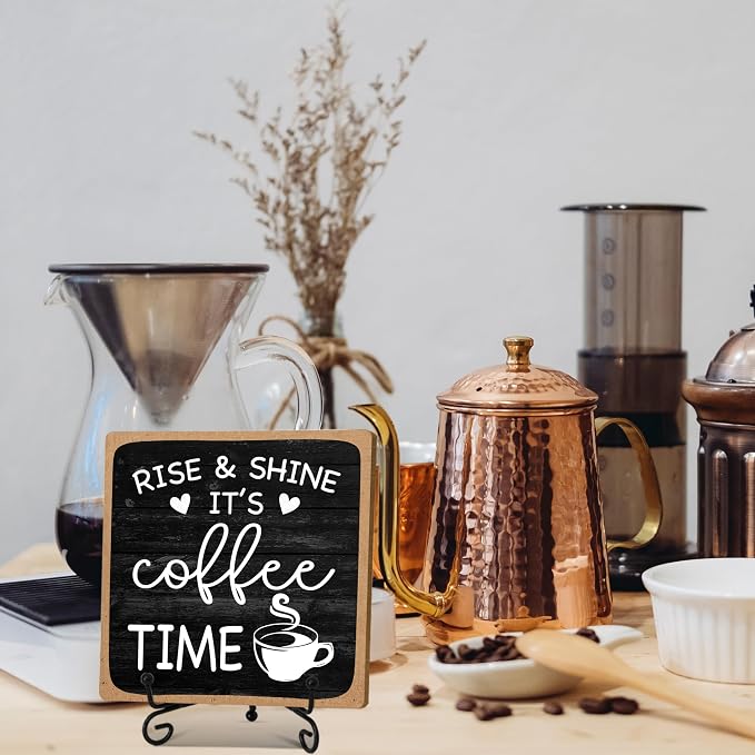 Farmhouse Coffee Bar Sign, Rise & Shine It's Coffee Time - Image 3
