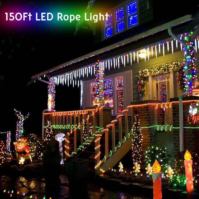 DELight AC 110-120V Waterproof IP65 150ft Crystal Blue 1620 LED Rope Lights 1m - Image 8