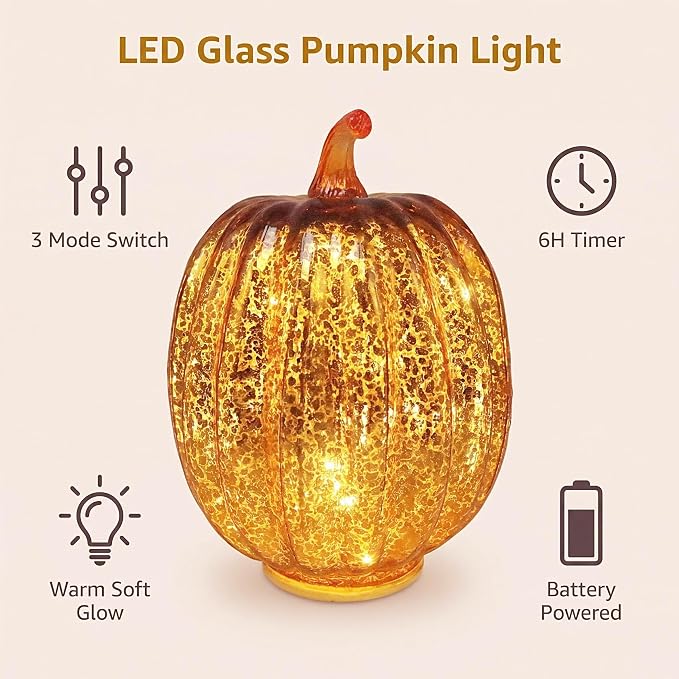Mercury Glass Pumpkin Light - Image 4