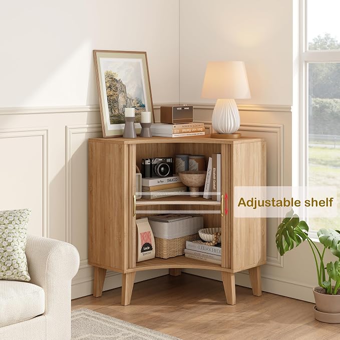 Fluted Corner Cabinet, Small Corner Floor Cabinet - Image 4