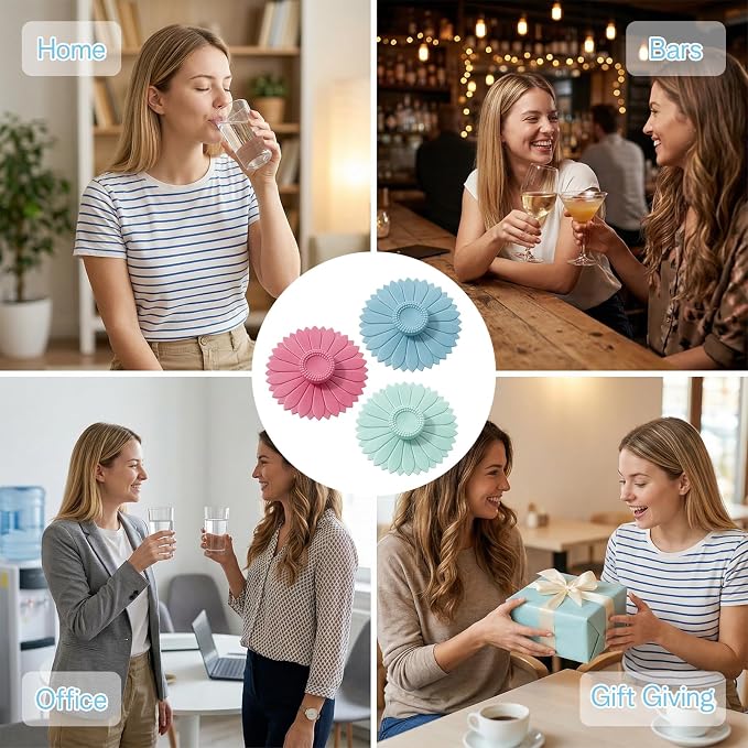 3 Pcs Silicone Cup Covers Reusable Drink Cover, Flexible Mug Lids - Image 6