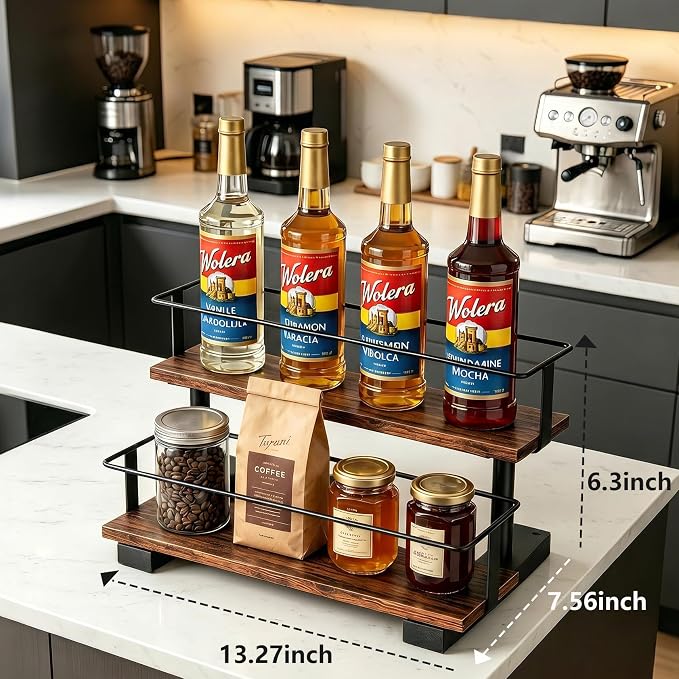 2-Tier Syrup Bottle Holder for Coffee Bar – Sturdy Countertop Organizer Rack - Image 3