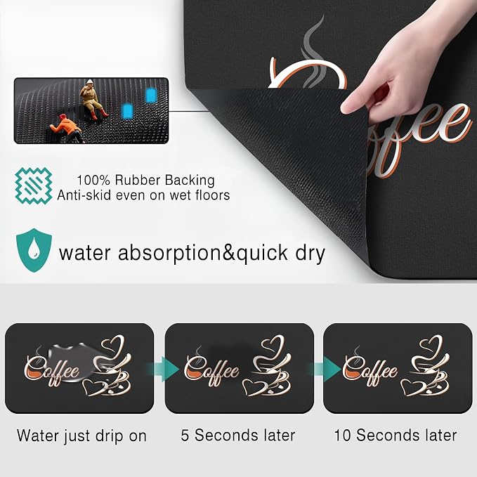 Coffee Mat - Classic Absorbent Bar Mat - Waterproof Kitchen Counter Decor - Image 2