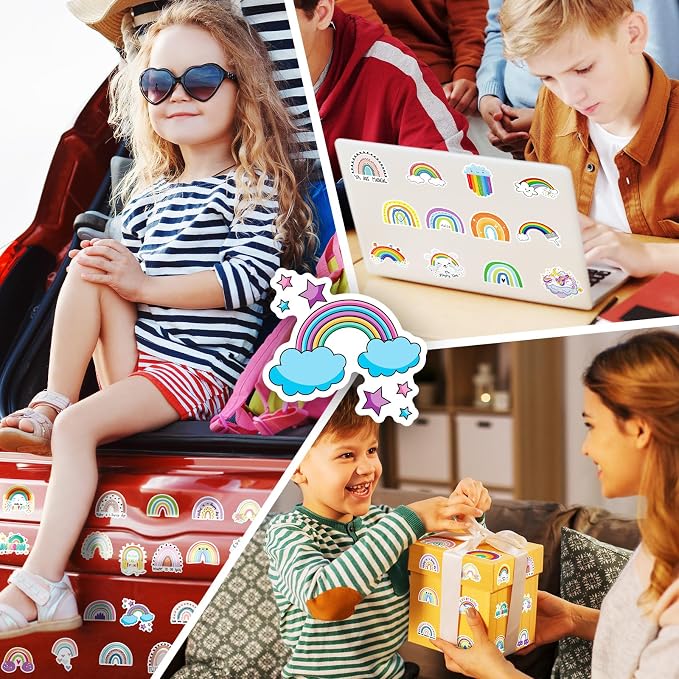 Cute Rainbow Stickers 100P Pack, Colorful Waterproof Vinyl Decals - Image 5