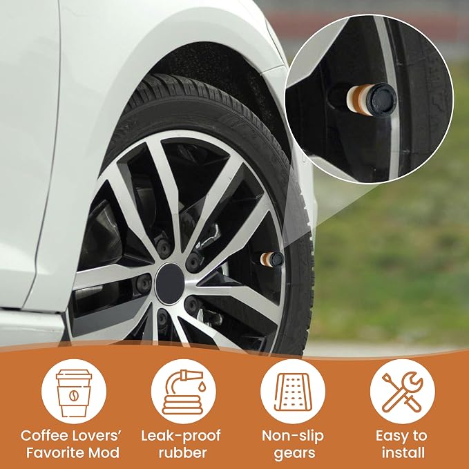 Mini Coffee Cup Tire Valve Stem Caps – 4 Pack | Funny Coffee Cup Air Valve - Image 3