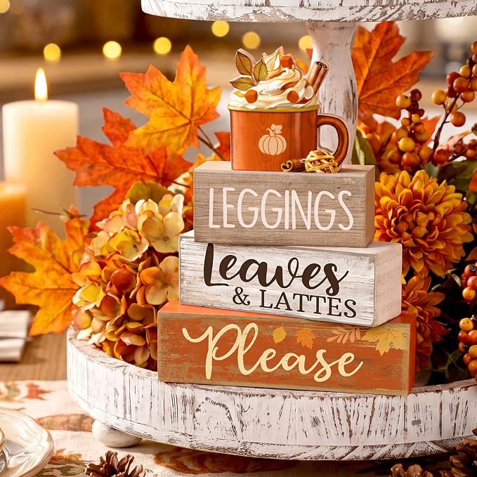 Lineshading 4 Pcs Fall Coffee Table Decor Fall Decoration - Image 2