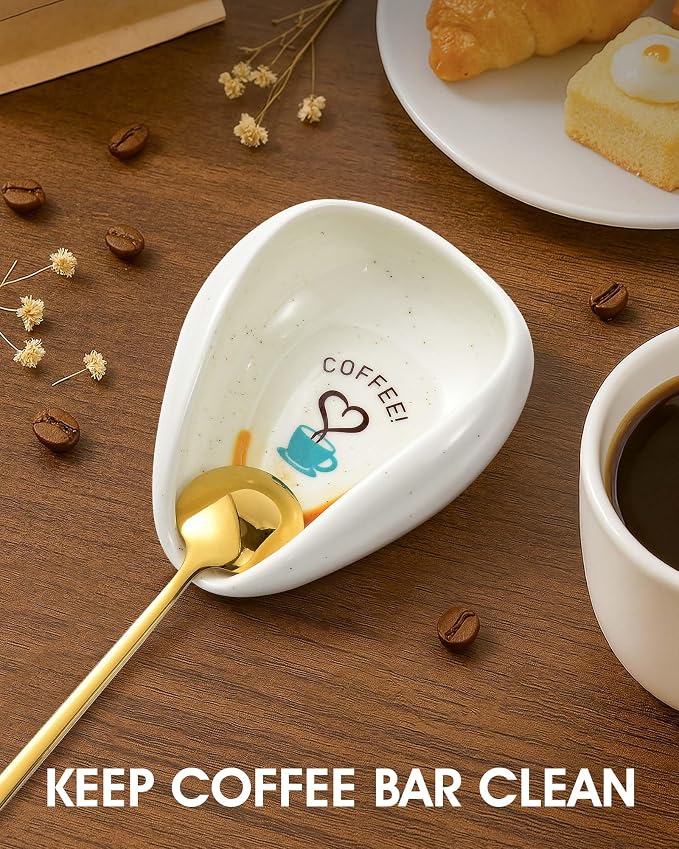 FANGSUN Coffee Spoon Rest, Coffee Bean Dosing Cup, Ceramic Spoon Holder - Image 2
