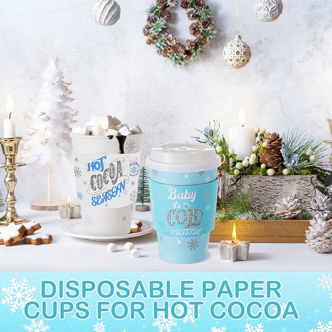 Pickmesh 50 Sets 12oz Winter Baby Shower Party Coffee Cup Sets, Baby It's Cold - Image 5