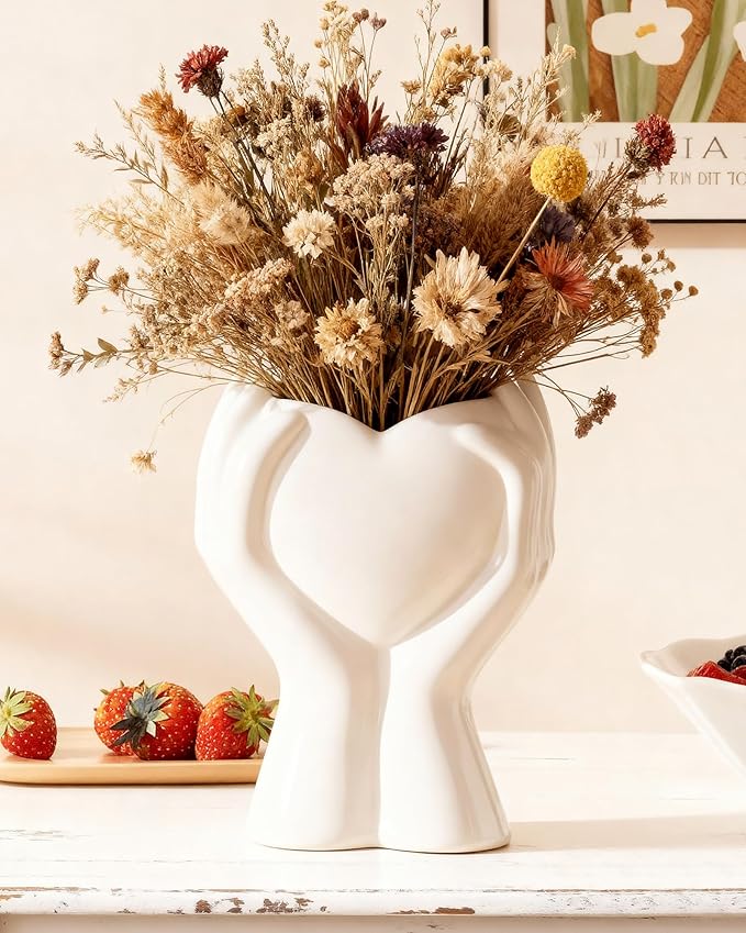 A Heart Held in Two Hands White Vases by Unknown