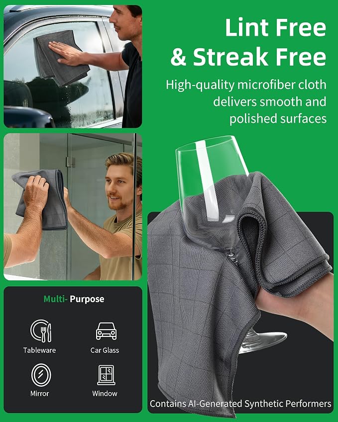 MR.SIGA Ultra Fine Microfiber Glass Cleaning Cloths, Lint Free, Streak Free - Image 3