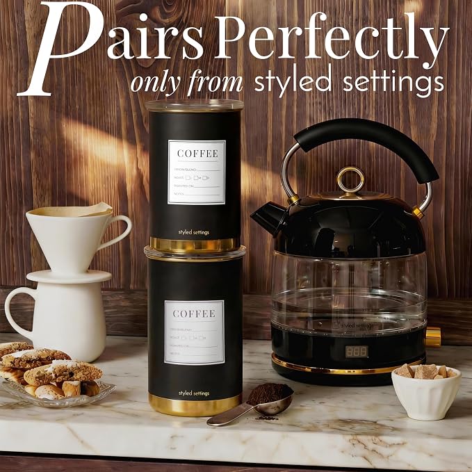 STYLED SETTINGS Coffee Bar Canisters Set of 2 – Vacuum Coffee Canisters - Image 8