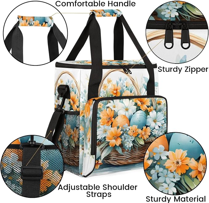 Easter Theme Coffee Maker Carring Bag, Large Insulated Storage Organizer Case - Image 6