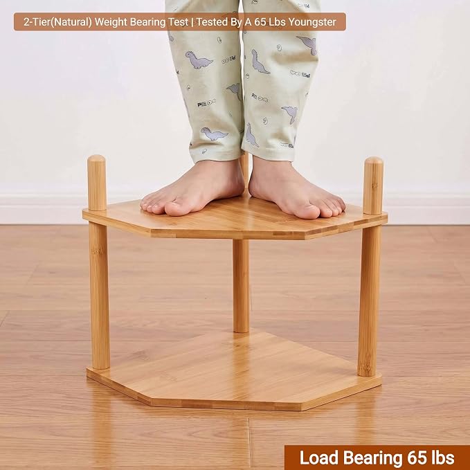 4-Tier Expandable Bamboo Corner Shelf - Image 8
