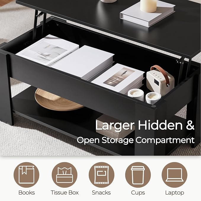 Yaheetech Wooden Coffee Table, Lift Top Coffee Table - Image 6