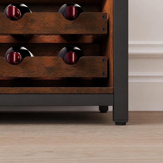 Wine Bar Cabinet with LED light, 3-Tier Removable wine rack cabinet glass holder - Image 8