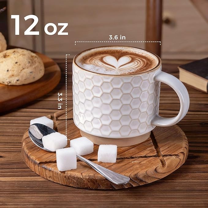 GBHOME 12OZ Stackable Coffee Mugs, Ceramic Coffee Mugs - Image 3