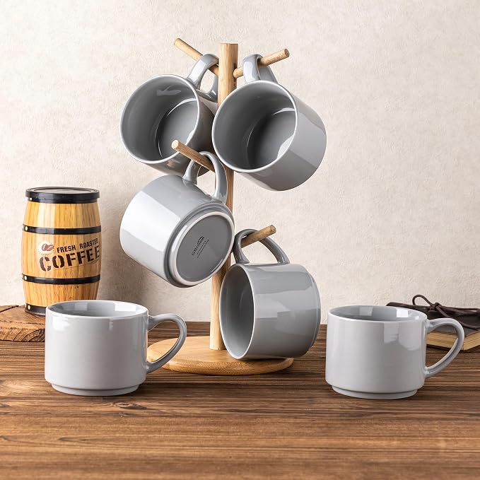 GBhome 14 OZ Coffee Mugs Set of 6, Stackable Ceramic Mugs - Image 7