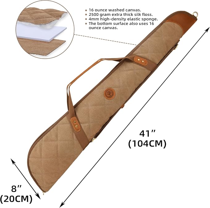 Tas Trost Scoped Rifle Soft Case 41“& 55” Long Gun Bag, Canvas Leather Shotgun - Image 2