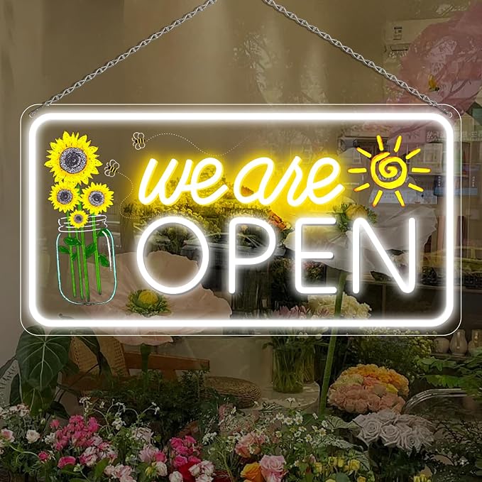Neon We are Open Signs for Business, 23*12'' Open Sign by NELTBESIN