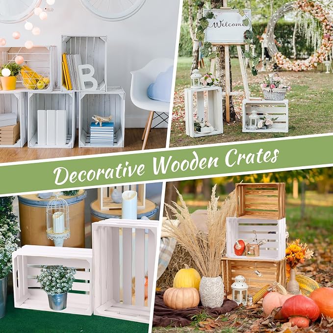 BOBOKA Set of 6 Decorative Wood Crates Nesting Storage Container, 6 Size - Image 5