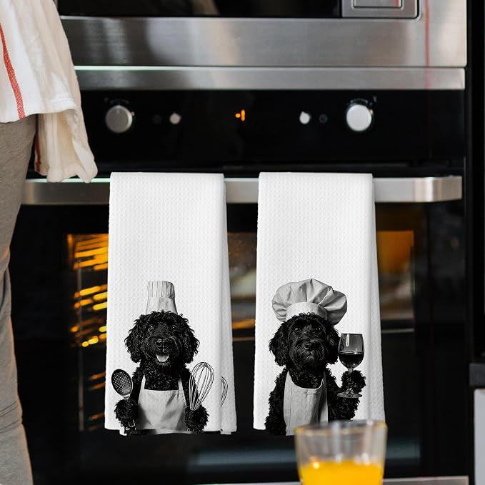 Goldendoodle Kitchen Towels Set of 2, Dog Kitchen Accessories, Bar Decor - Image 2