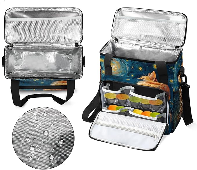 Cat Themed Coffee Maker Carring Bag, Large Insulated Storage Organizer Case - Image 3