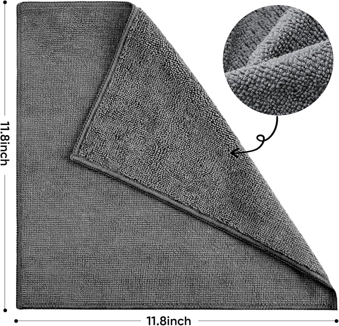 TEAWOO 10 PCS Grey Microfiber Cleaning Cloths, Highly Absorbent Microfiber - Image 2
