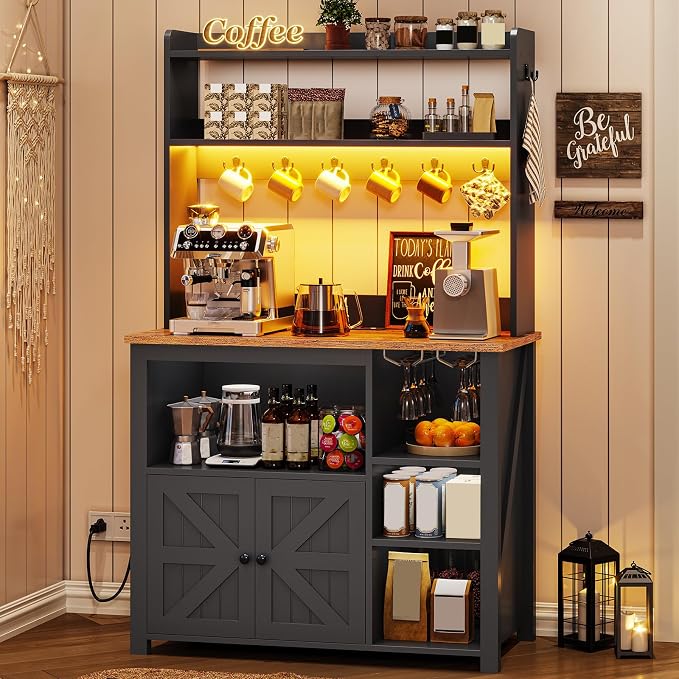 Itaar 35.4 inch Coffee Bar Cabinet, Bakers Rack - Image 3