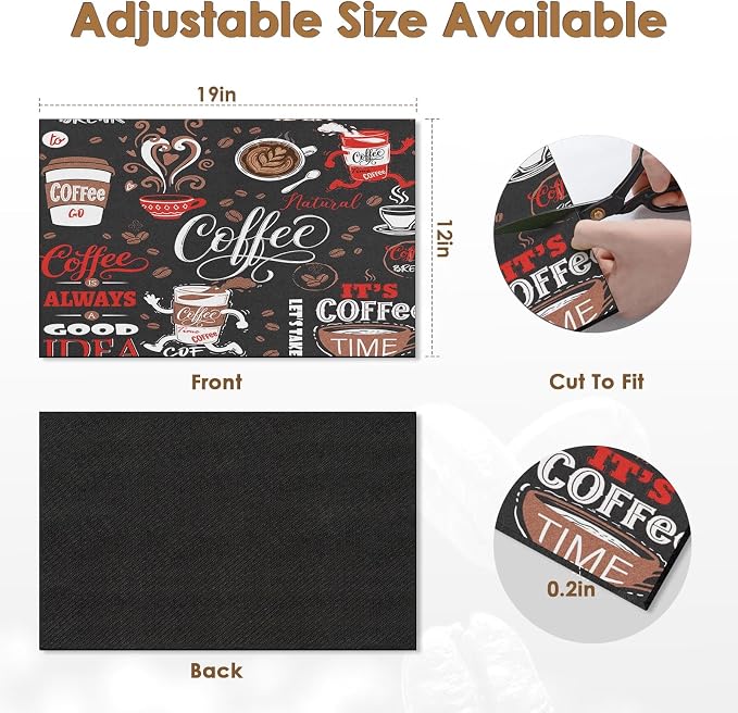 Arttown Coffee Mat for Countertops, Funny Abstract Cartoon Red Dish Drying Mat - Image 3