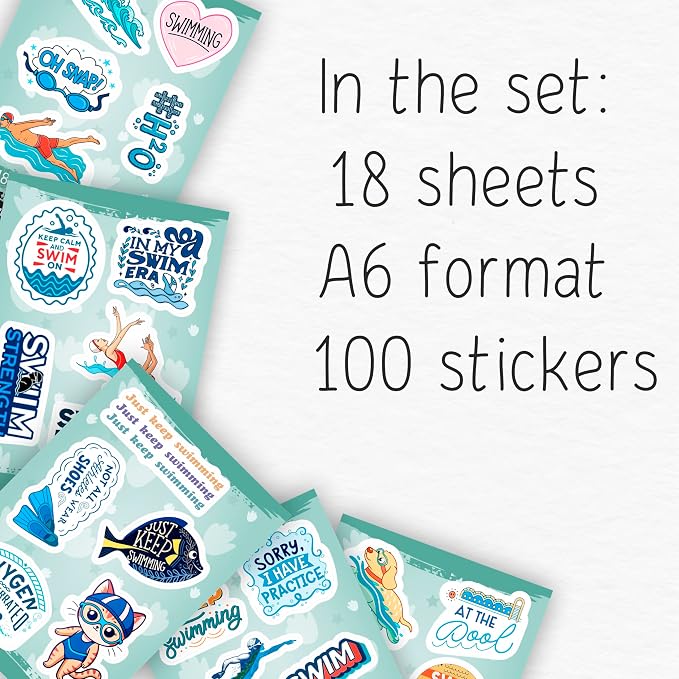 100Pcs Swim Stickers, Swimming Stickers - Image 2