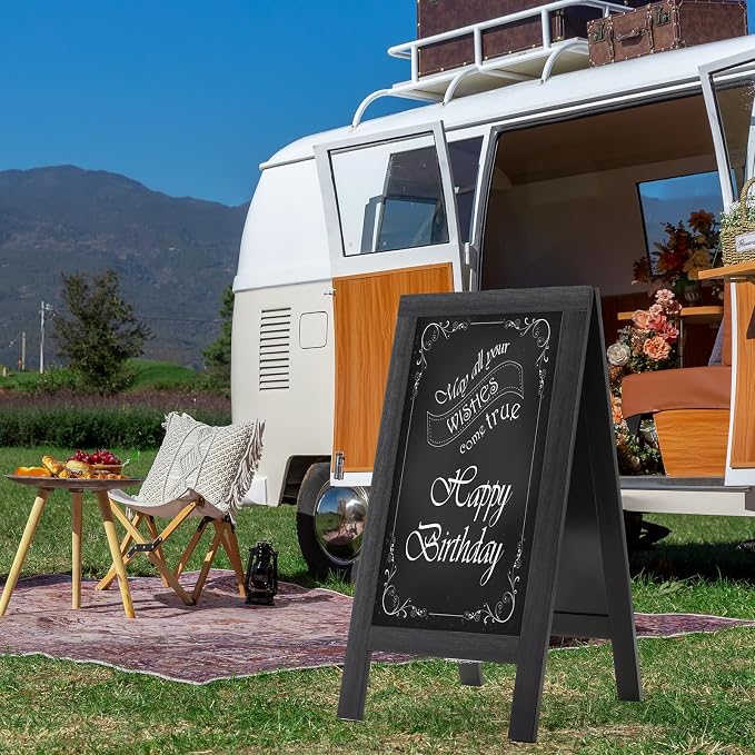 DAHAPYBOO Sandwich Board 40"x20" Solid Pine Wood Rustic Black, Chalk Board Sign - Image 7