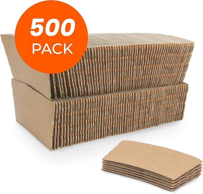 FMP Brands 500 Pack Kraft Coffee Cups Sleeves Disposable Bulks, Durable - Image 2