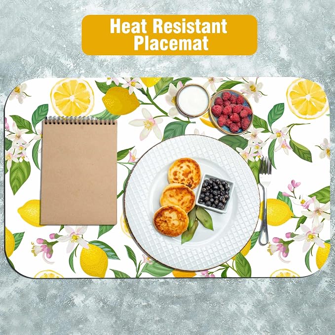 Lemon Floral Coffee Drying Mat 12" x 19", Non-Slip Absorbent Quick-Dry Mat - Image 9
