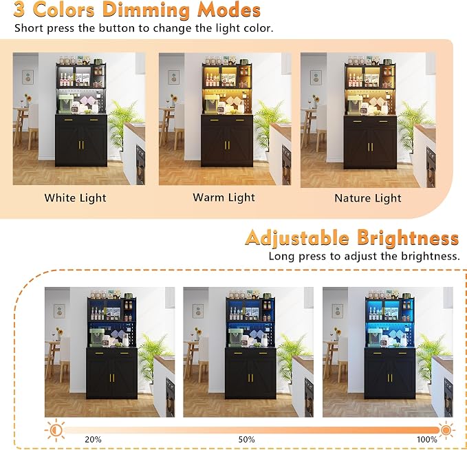 Gurexl 64" Farmhouse Kitchen Pantry - Image 3