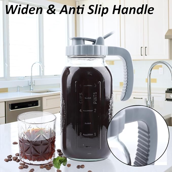 Cold Brew Coffee Maker 64 OZ 2 Pack Mason Jar Cold Brew Pitcher - Image 6