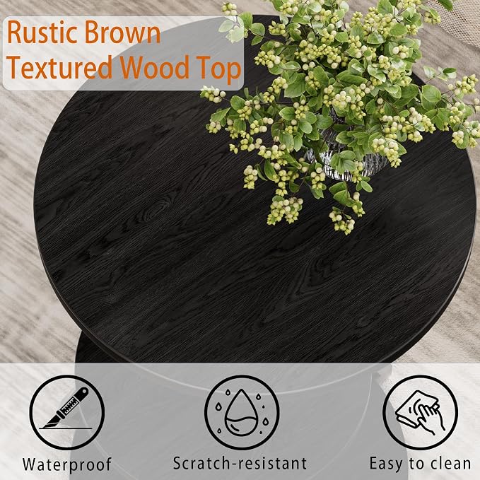 JUSTOGO Small Side Table, 3-Tier Round End Table - Image 6