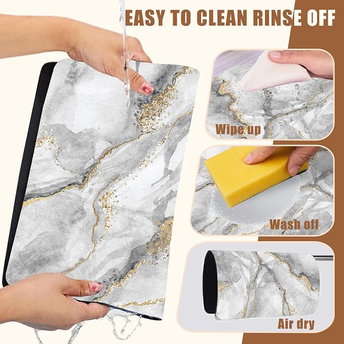 White and Gold Marble Dish Drying Mat - Image 5