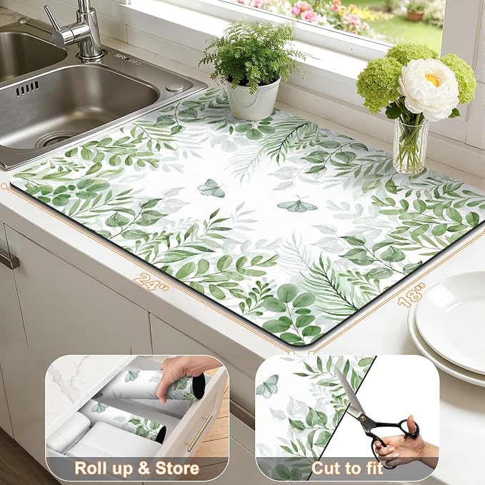 LOKHOM Dish Drying Mat for Kitchen Counter, Drain Rack Mat for Counter Coffee - Image 3